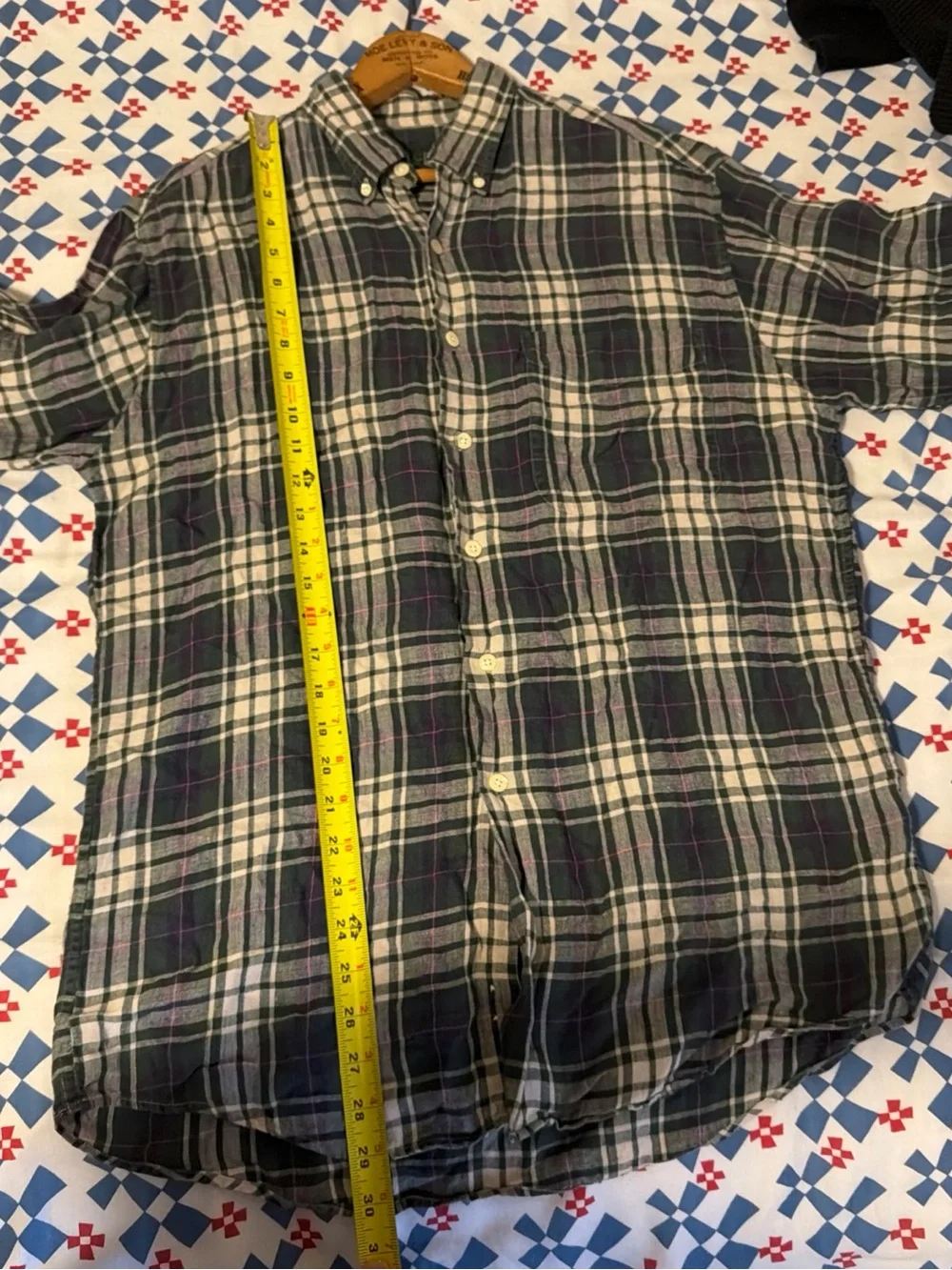 Vintage J. Crew Oarsman Shirt Men Size Small Plaid Linen Button Down Long Sleeve